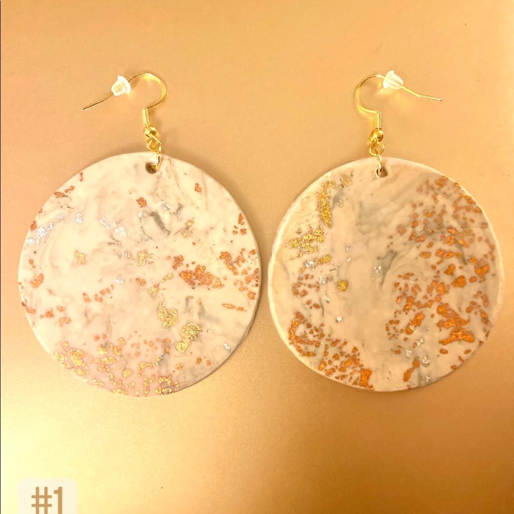 Unique rose gold, silver and gold earrings clay earrings! New and handmade!